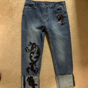 Soft Surroundings Cropped Sz 12 Embellished Jeans